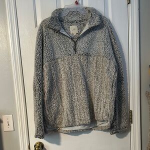 Thread & Supply Light Grey Sherpa Zip Pullover
